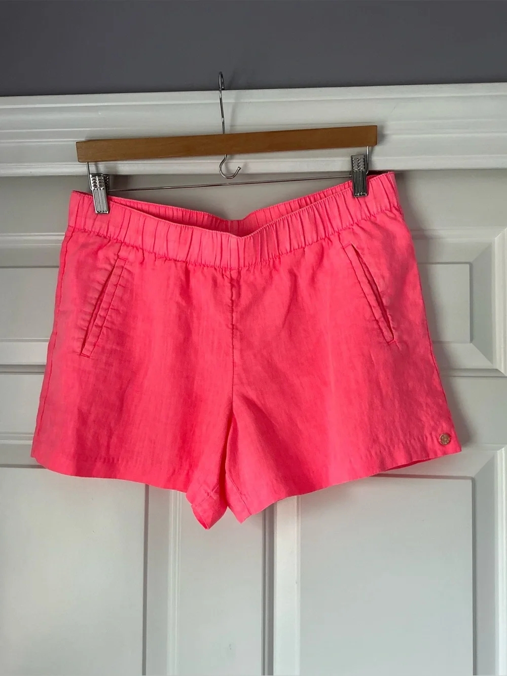 Lilly Pulitzer Lilo Neon Pink  Linen Bermuda Shorts L
